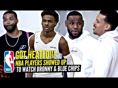 NBA Players Lined Up To Watch Bronny James HEATED GAME vs Tough Opponents w/ LeBron Coaching!! background