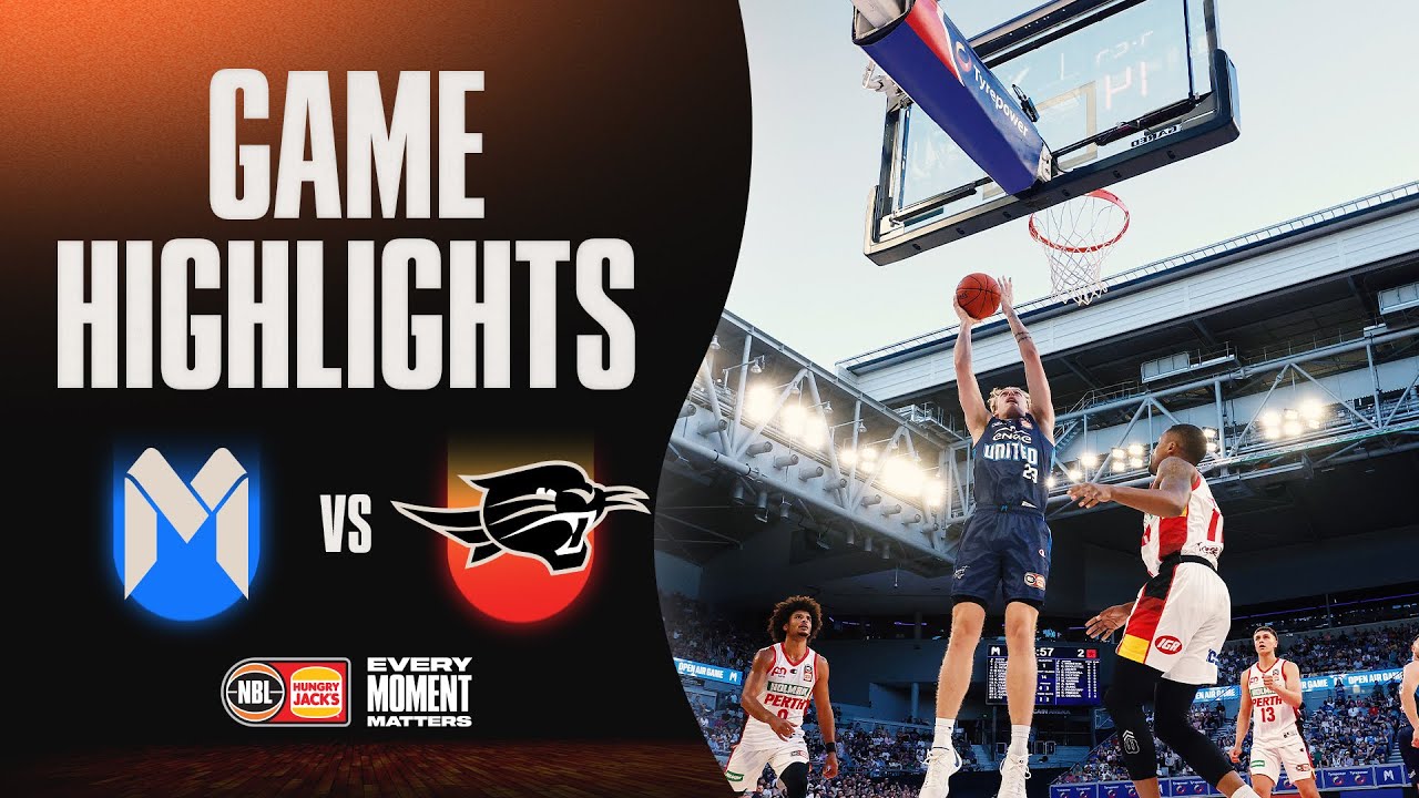 Melbourne United vs. Perth Wildcats - Game Highlights - Round 12, NBL24 background