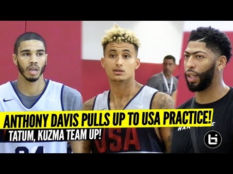 Anthony Davis watches Jayson Tatum & Kyle Kuzma Team Up! Can USA Basketball Win Gold Medal?! background