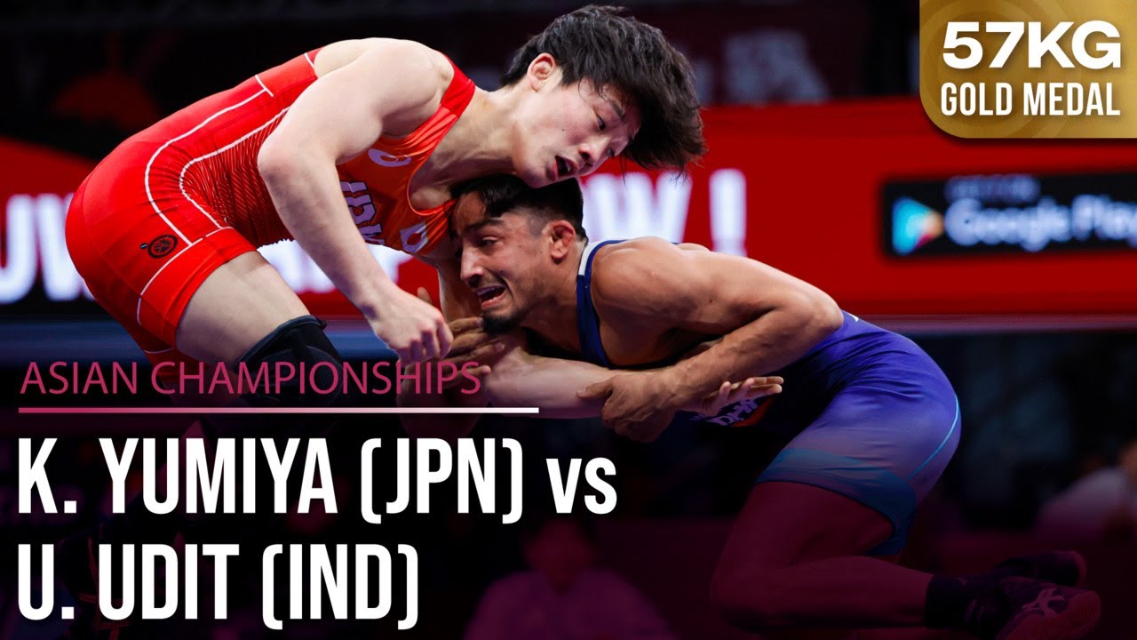 Kento YUMIYA (JPN) vs. Udit UDIT (IND) | 2024 Seniors Asian Championships | Gold Medal | FS 57Kg background