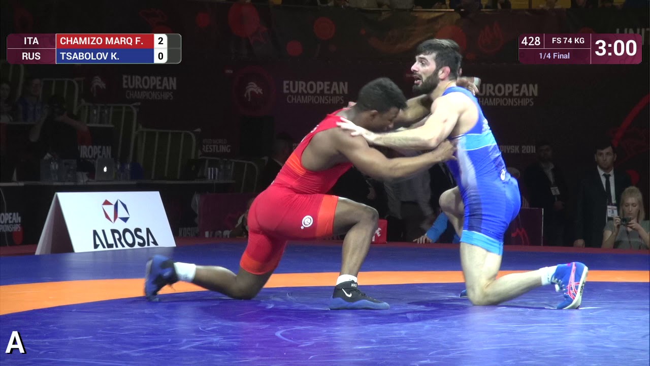 1/4 FS - 74 kg: F. CHAMIZO MARQ (ITA) v. K. TSABOLOV (RUS) background