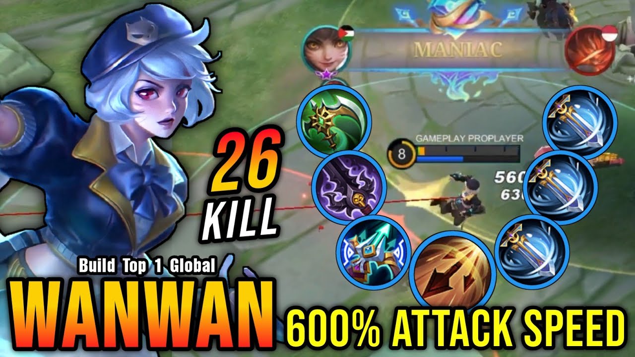 26 Kills + MANIAC!! Wanwan 600% Attack Speed, Next Level Play!! - Build Top 1 Global Wanwan ~ MLBB background