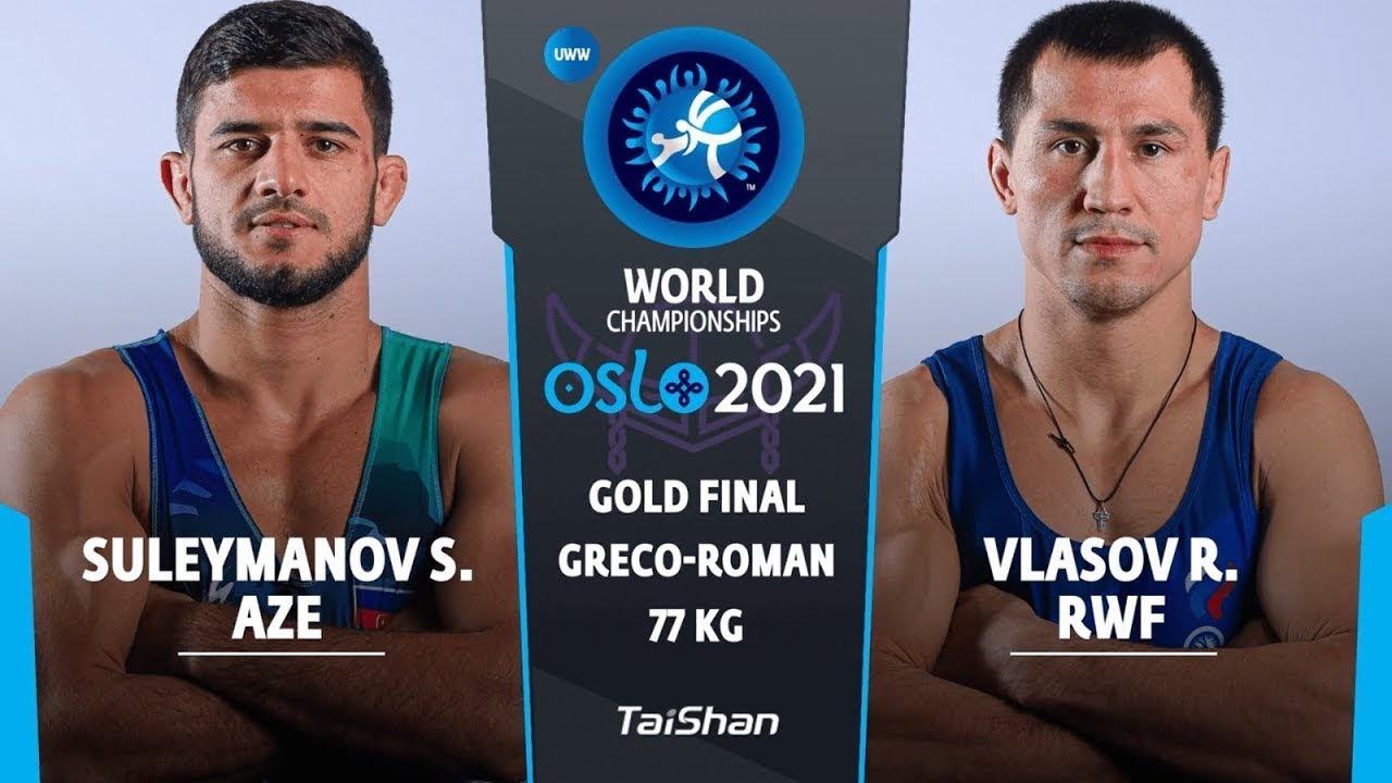 GOLD GR - 77 kg: S. SULEYMANOV (AZE) v. R. VLASOV (RWF) background