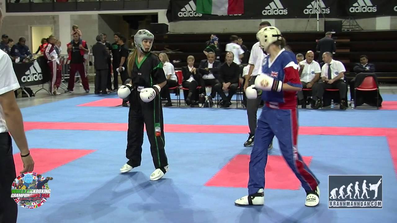 Karyna Nikinta IRL v Lorna Greatbach GBR Junior WAKO World Championships 2014 background