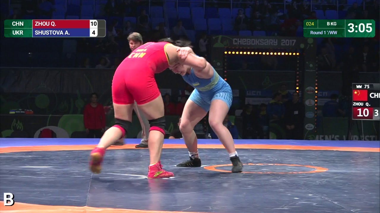 Q. ZHOU (CHN) df. A. SHUSTOVA (UKR) | WW 75 kg | Round 1 background
