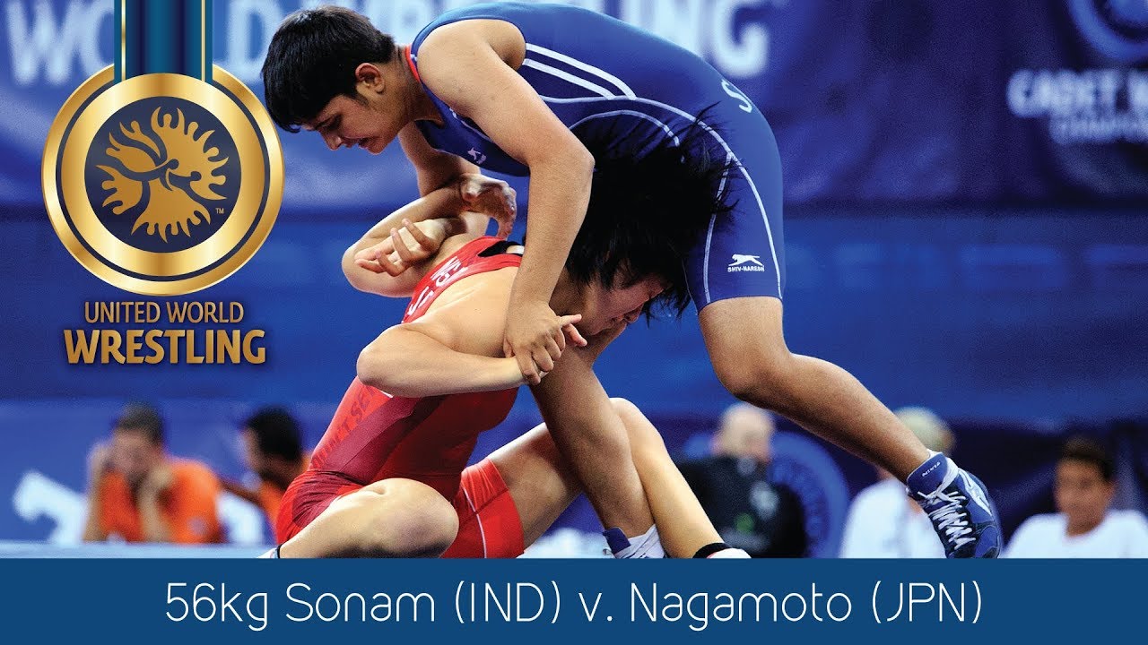 GOLD WW - 56 kg: S. SONAM (IND) df. S. NAGAMOTO (JPN) by VPO1, 3-1 background