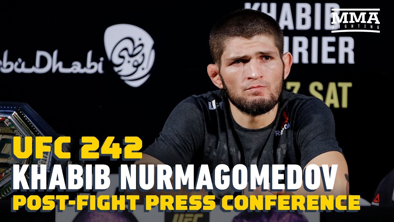 UFC 242: Khabib Nurmagomedov Post-Fight Press Conference - MMA Fighting backdrop