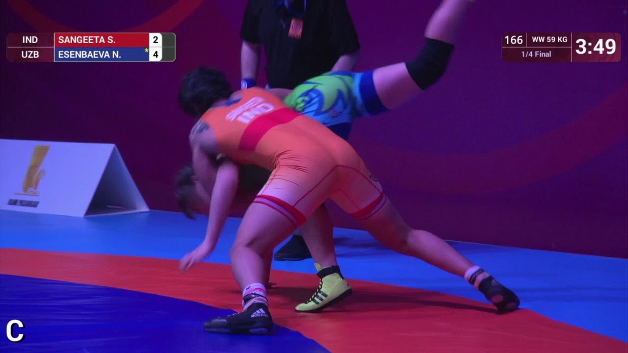 1/4 WW - 59 kg: S. SANGEETA (IND) v. N. ESENBAEVA (UZB)