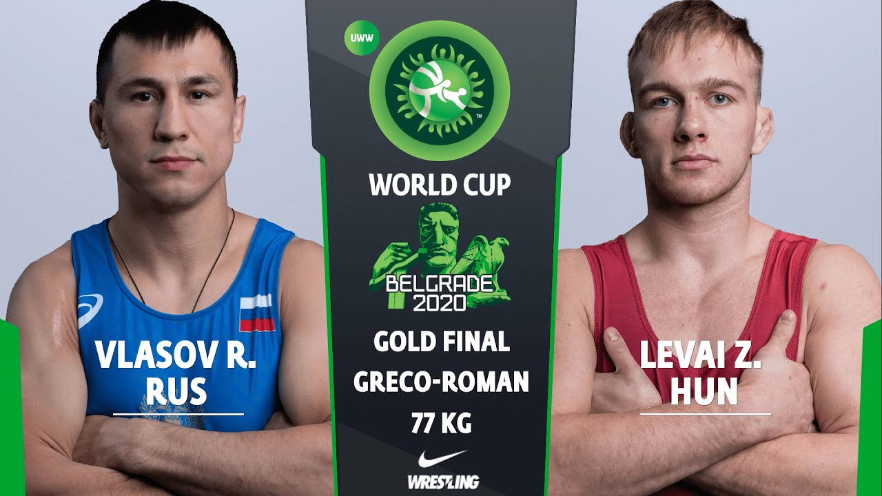 GOLD GR - 77 kg: Z. LEVAI (HUN) v. R. VLASOV (RUS) backdrop