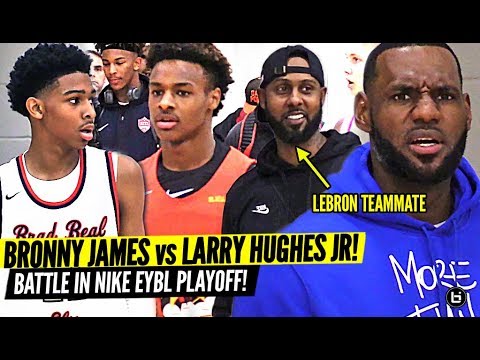 BRONNY JAMES VS. LARRY HUGHES JR WAS INTENSE! LEBRON FORMER CAVALIER TEAMMATE MEET IN NIKE PLAYOFFS!