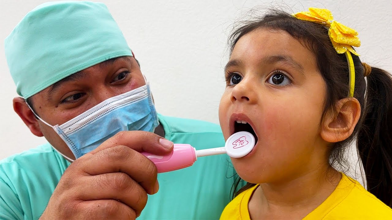 Going To The Dentist Song | Nursery Rhymes & Kids Songs About Ellie Learning to Brush her Teeth backdrop