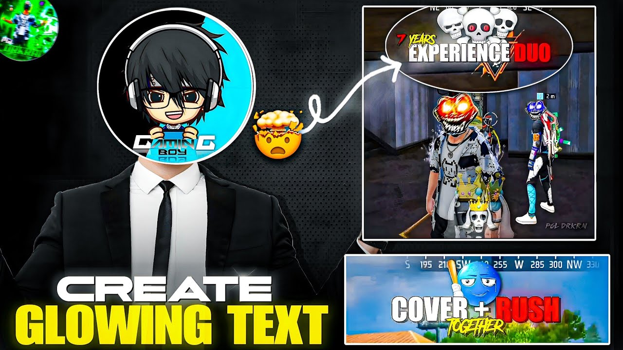 Glowing Text Tutorial ๐ฅ Like @PGL_DRKRAI77 | Free fire red and white text tutorial background