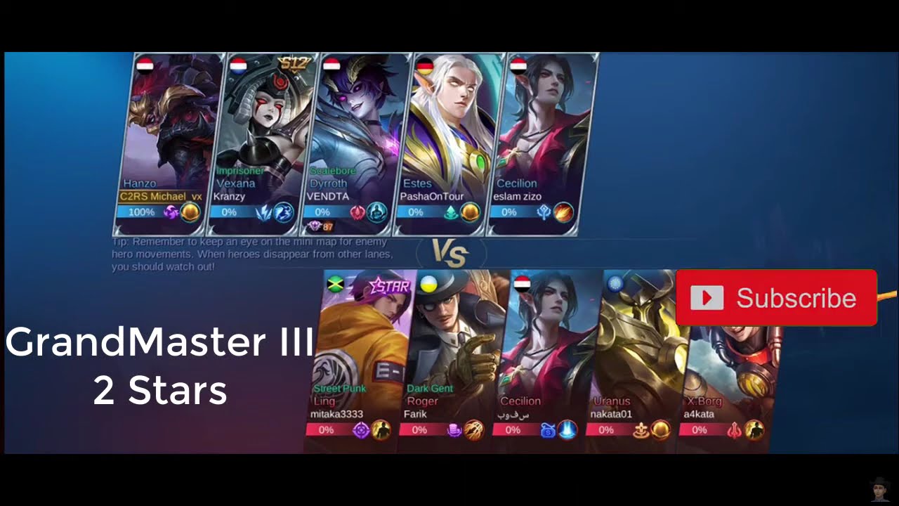 Mobile Legends Bang Bang reachin grandmaster III 2 stars using hanzo first time