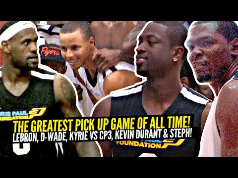 LeBron James & Dwyane Wade vs Kevin Durant & Steph Curry In The GREATEST Pick Up Game Of ALL TIME! background