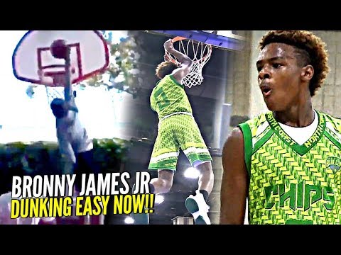Bronny James Jr DUNKING EASY NOW! 1st Dunk at Crossroads! + FULL 7th Grade Highlights! background