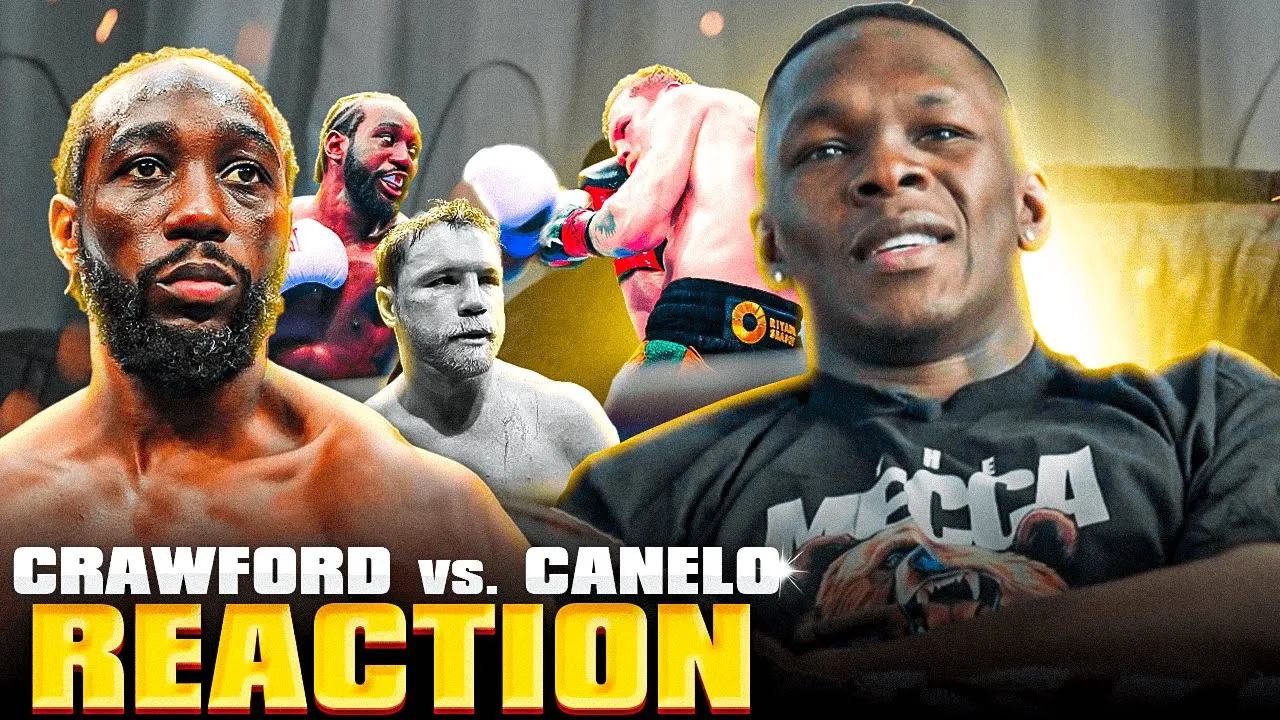 Israel Adesanya Reacts To Terence Crawford OUT BOXING Canelo Alvarez background