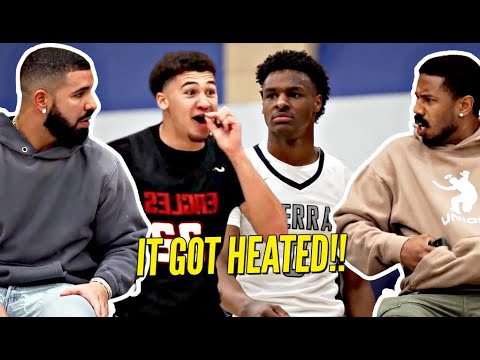 Drake & Michael B Jordan Watch BRONNY & Sierra Canyon HEATED Game vs Etiwanda!! Austin McBroom Too!