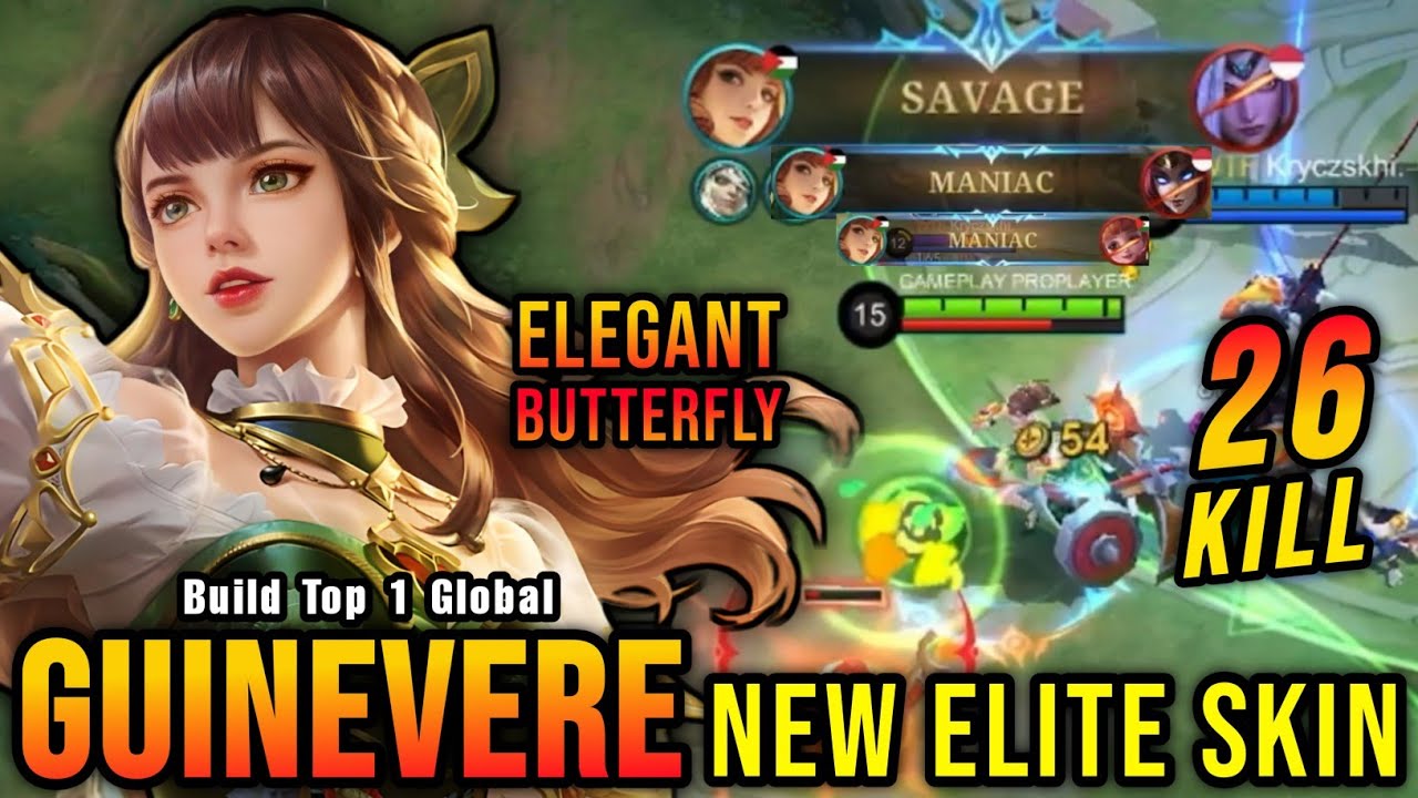 SAVAGE & MANIAC!! 26 Kills Guinevere New ELITE Skin!! - Build Top 1 Global Guinevere ~ MLBB background