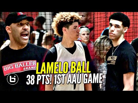 LaMelo Ball Gets SAUCY in 1st AAU Game W/ LaVar Coaching & Lonzo Watching!! Melo Leads Team Win!! background