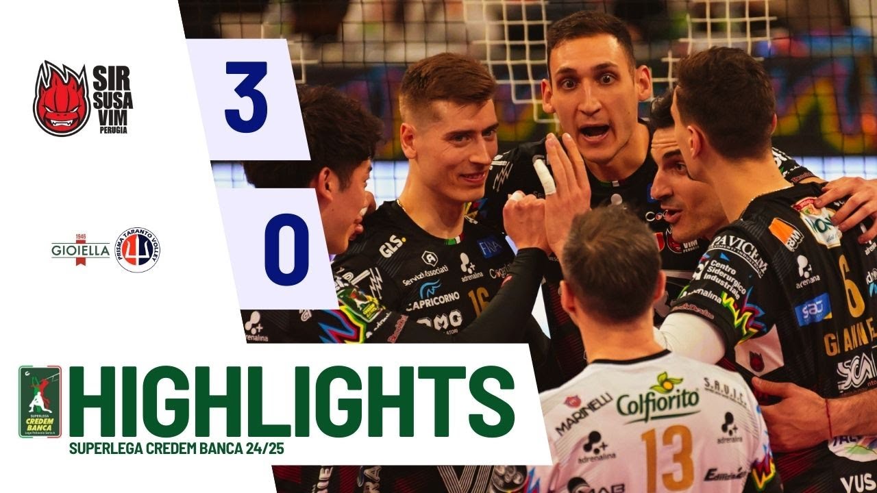 Sir Susa Vim Perugia vs. Gioiella Prisma Taranto - Superlega Credem Banca VBTV Match Highlights background