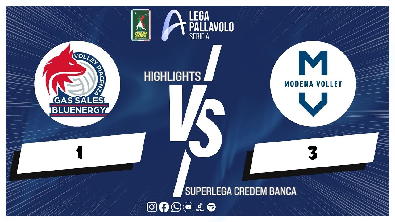 Gas Sales Bluenergy Piacenza vs. Valsa Group Modena - Superlega Credem Banca VBTV Match Highlights background