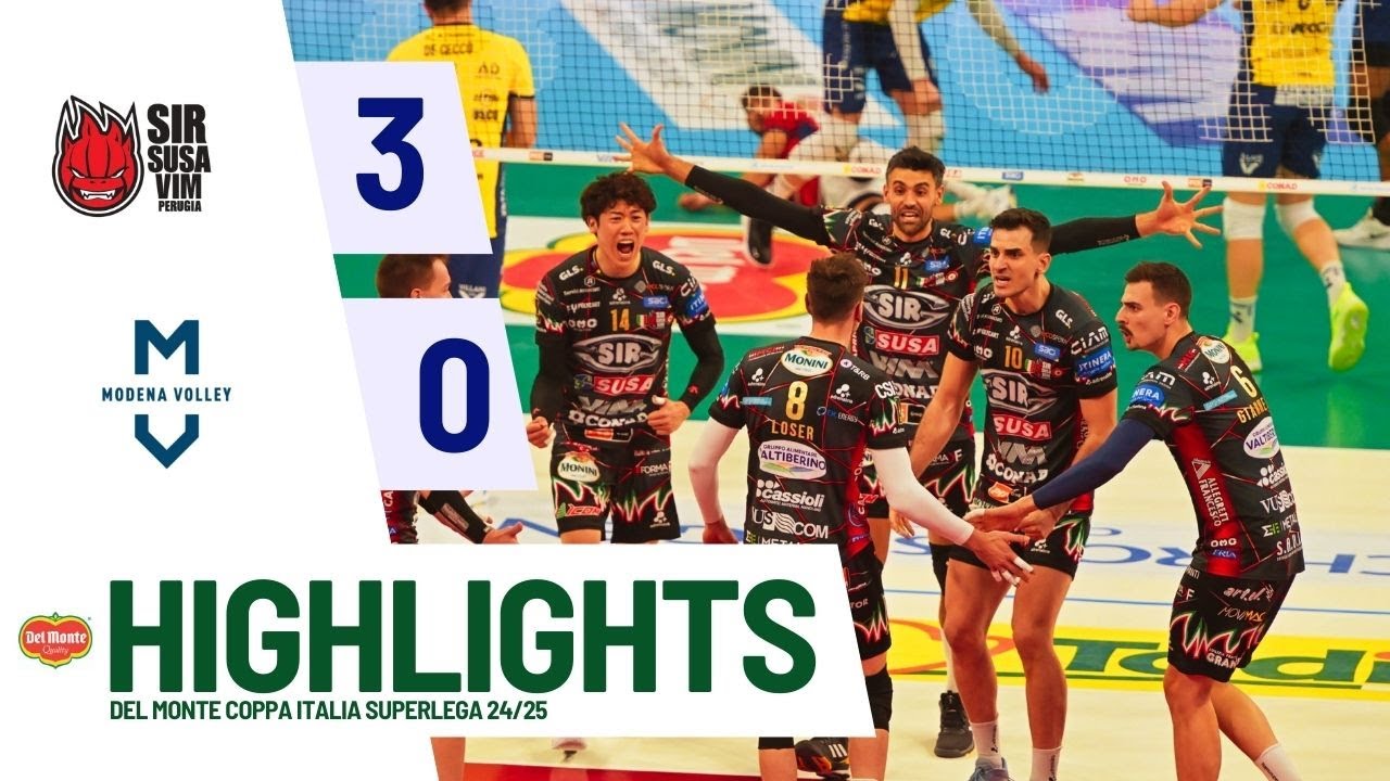 Sir Susa Vim Perugia vs. Valsa Group Modena - Quarti Del Monte Coppa Italia SuperLega Highlights background