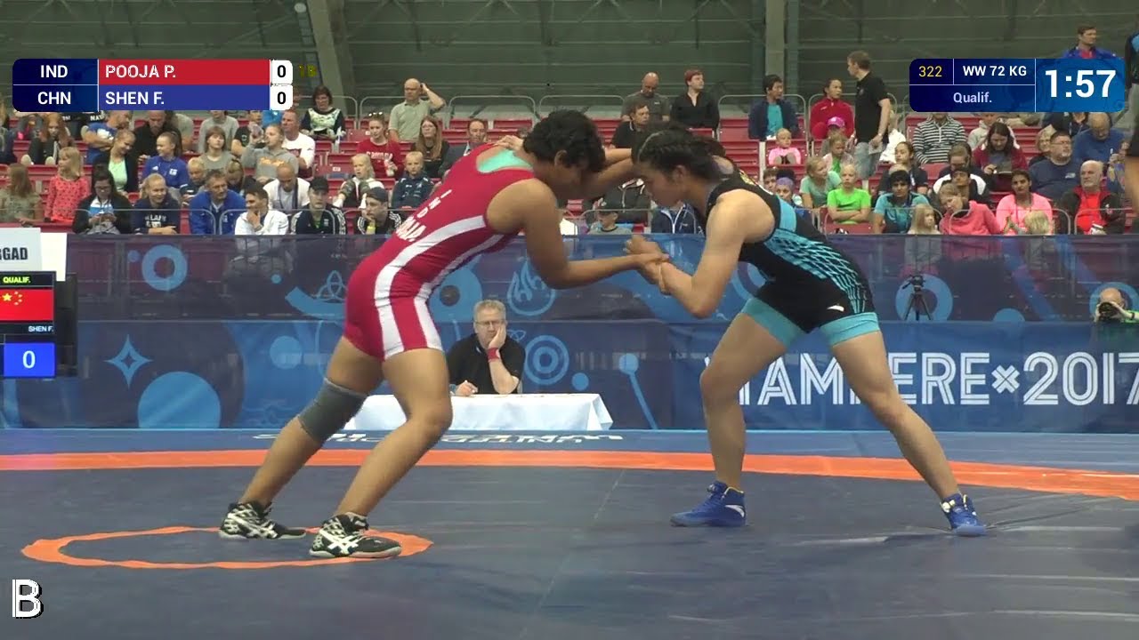 Qual. WW - 72 kg: P. POOJA (IND) df. F. SHEN (CHN) by VPO1, 5-3