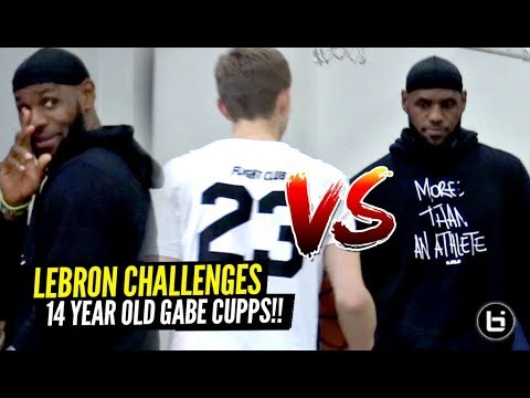 LeBron James CHALLENGED By 14 Y/O Gabe Cupps In The Middle of Bronny's Game!! background
