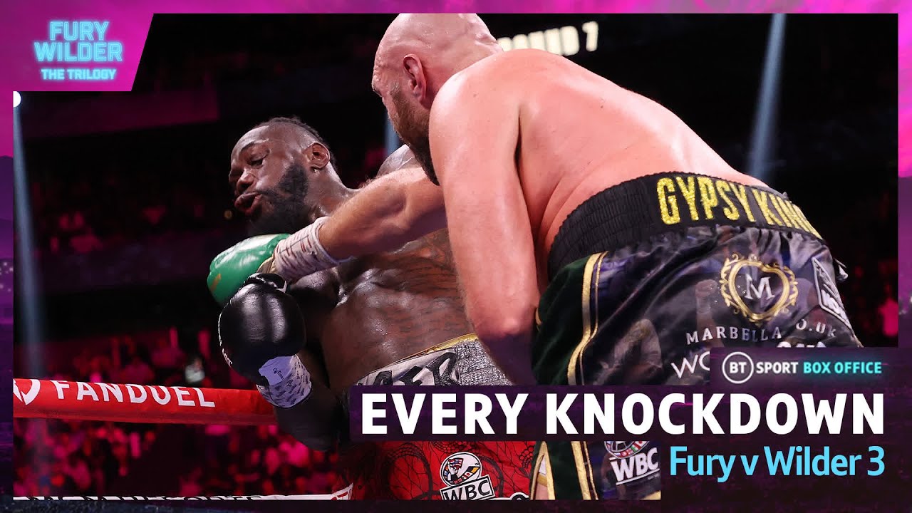 All Five Massive Knockdowns From Tyson Fury vs Deontay Wilder 3 | What A Trilogy Fight! background