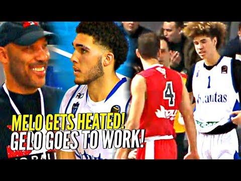 LaMelo & LiAngelo Ball Do WORK vs GROWN Men! Melo Gets Into Heated Exchange in 4th Lithuania Game! background