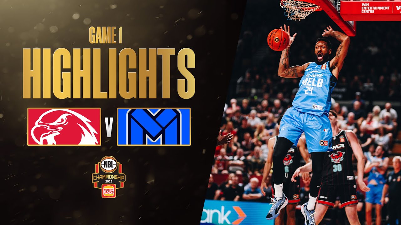 Illawarra Hawks vs. Melbourne United - Game Highlights - Championship Series Game 1, NBL25 background