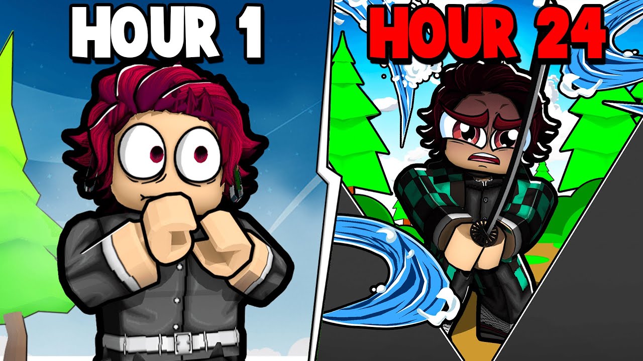 I Played DEMON SLAYER Roblox for 24 Hours Straight! background