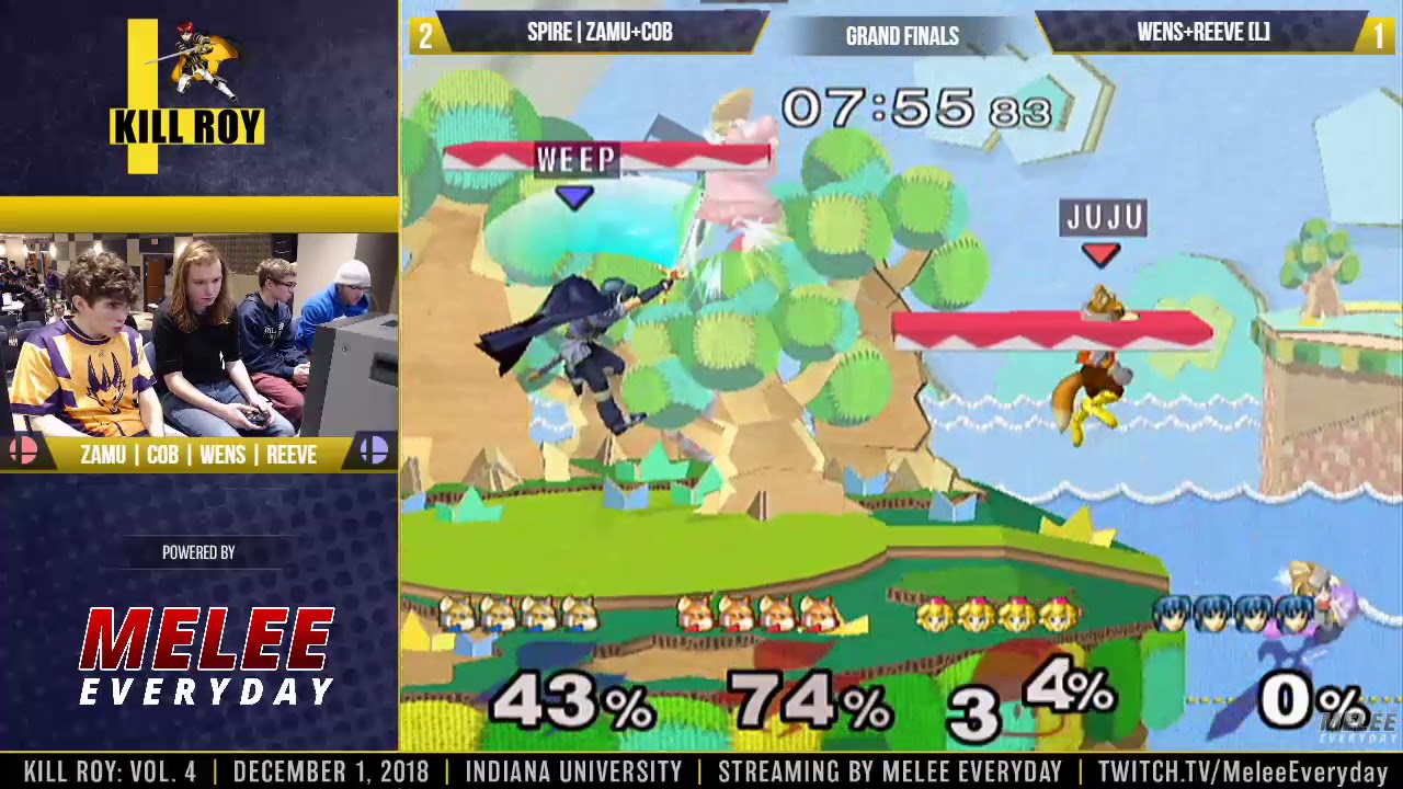 Kill Roy Vol. 4 - Doubles Grand Finals - (Fox/Peach) Spire | Zamu+Cob vs Wens+Reeve (Fox/Marth) background