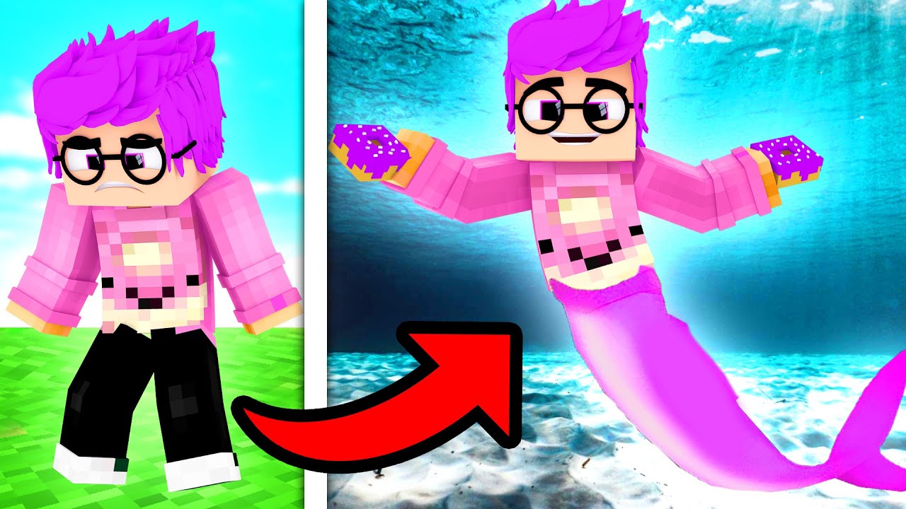 JUSTIN Becomes a HELPFUL MERMAID In ROBLOX! (LankyBox Minecraft Adventure) background