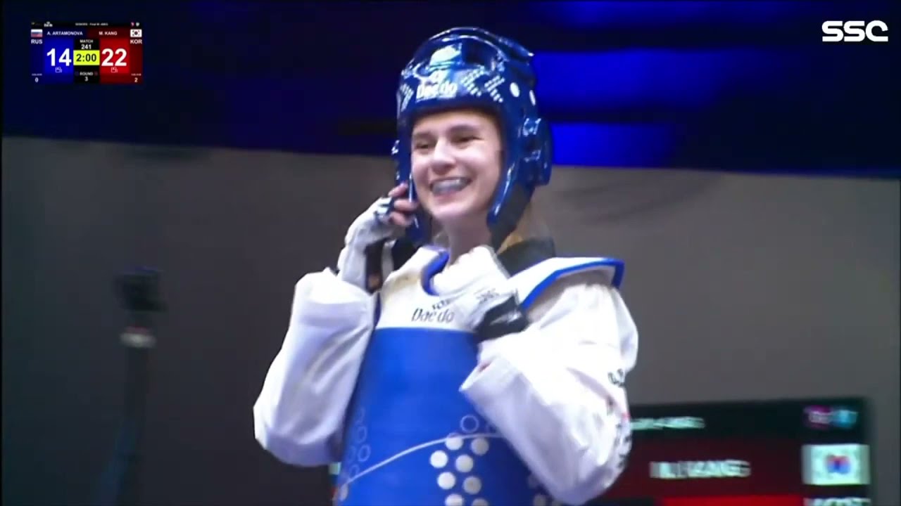 Final W-46kg ARTAMONOVA Anastasiia RUS vs KANG Mi-reu KOR background