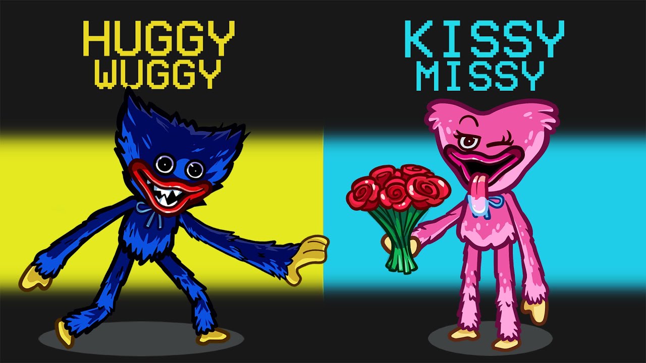 Huggy Wuggy vs Kissy Missy in Among Us (Poppy Playtime) background