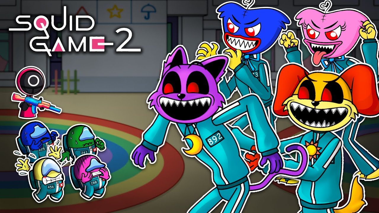 어몽어스 Among Us Squid Game VS Poppy Playtime | Fighting News Sprunki Monster Among Us Animation