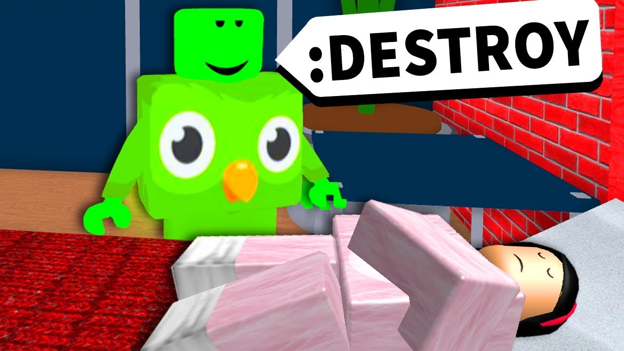 Roblox DUOLINGO BIRD uses ADMIN COMMANDS :/ background