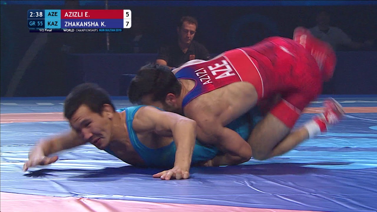 1/2 GR - 55 kg: E. AZIZLI (AZE) v. K. ZHAKANSHA (KAZ)