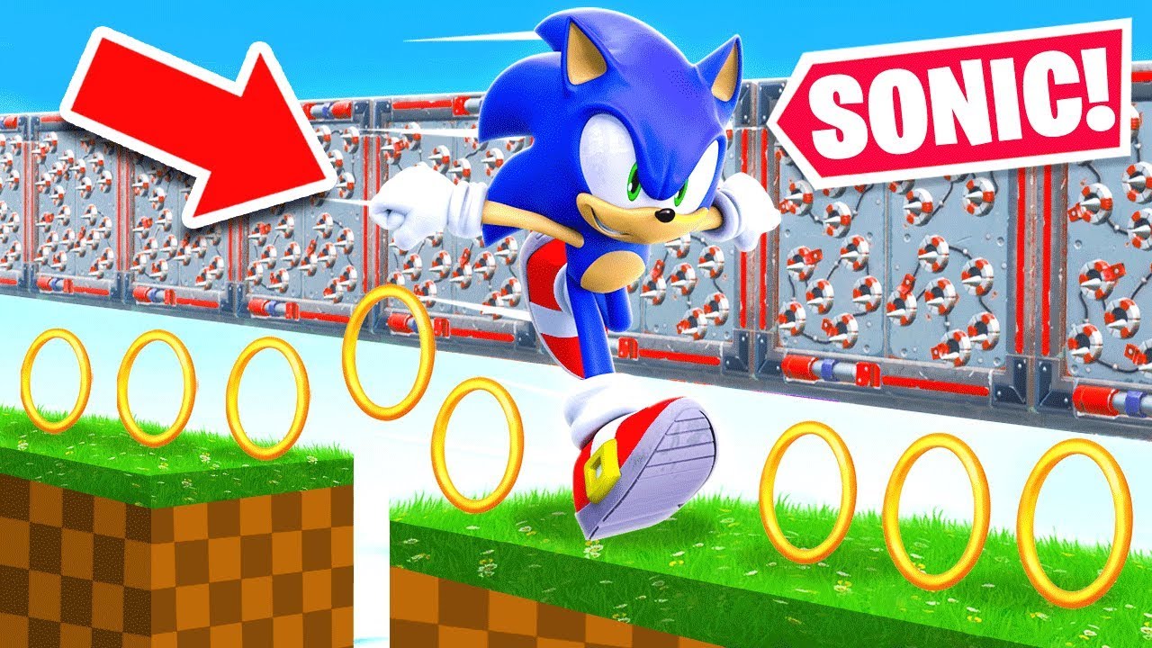 100 STAGE *SONIC THE HEDGHOG* DEATH RUN! in FORTNITE background