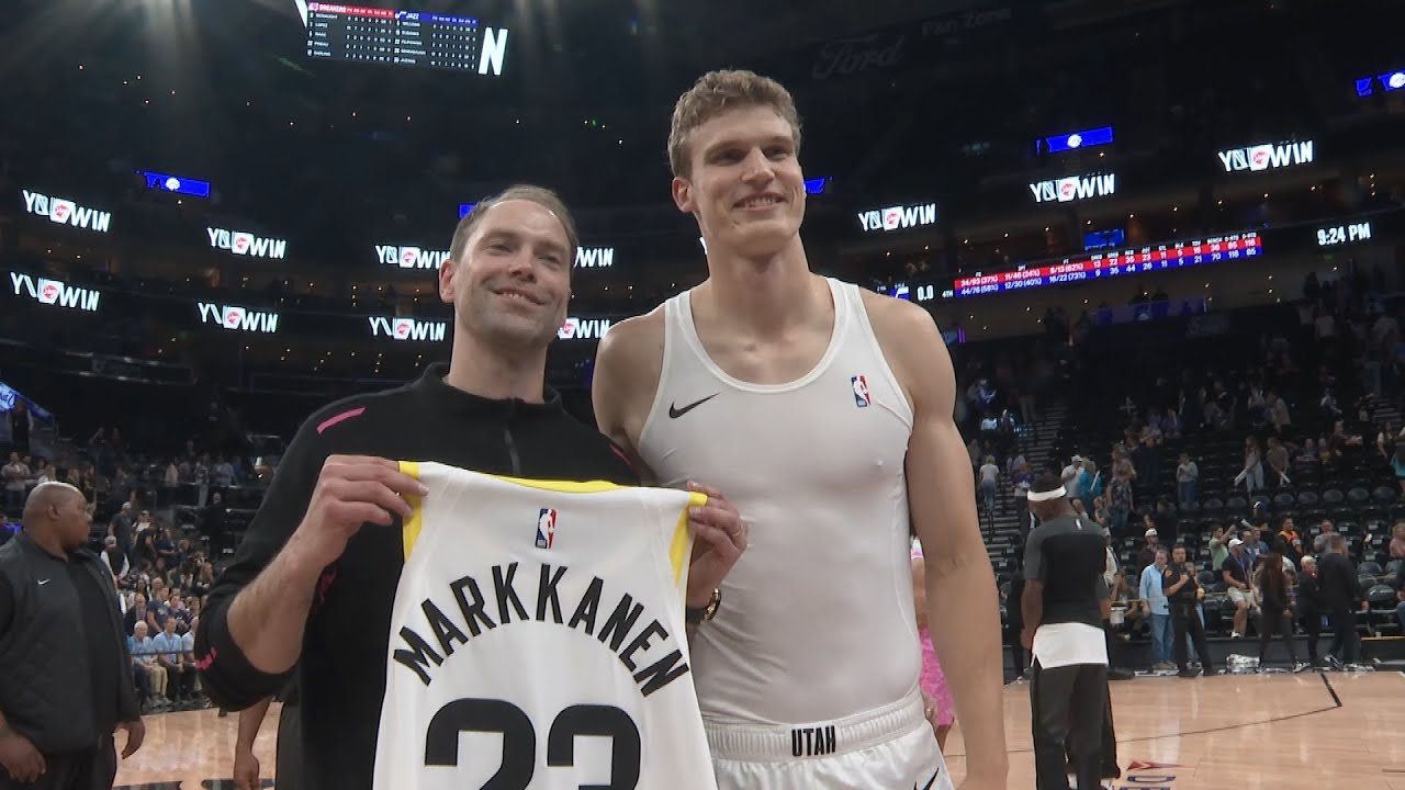 Finnish basketball legends Lauri Markkanen and Petteri Koponen background