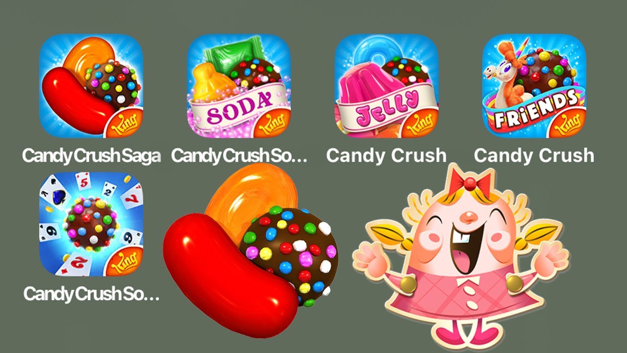 All Candy Crush iOS/Android: Candy Crush SAGA,Candy Crush Soda,Candy Crush Jelly,Friends,Solitaire background