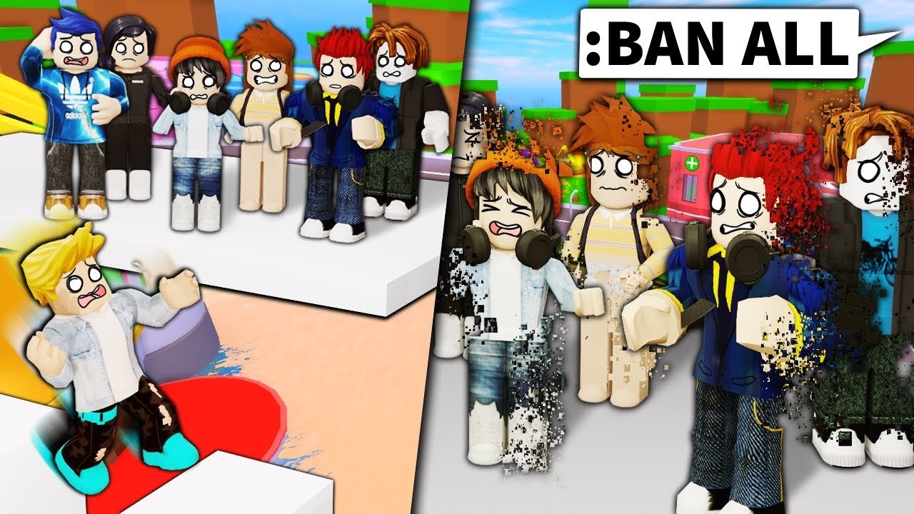 I use Roblox ADMIN to BAN EVERYONE if this noob can’t do the obby... background