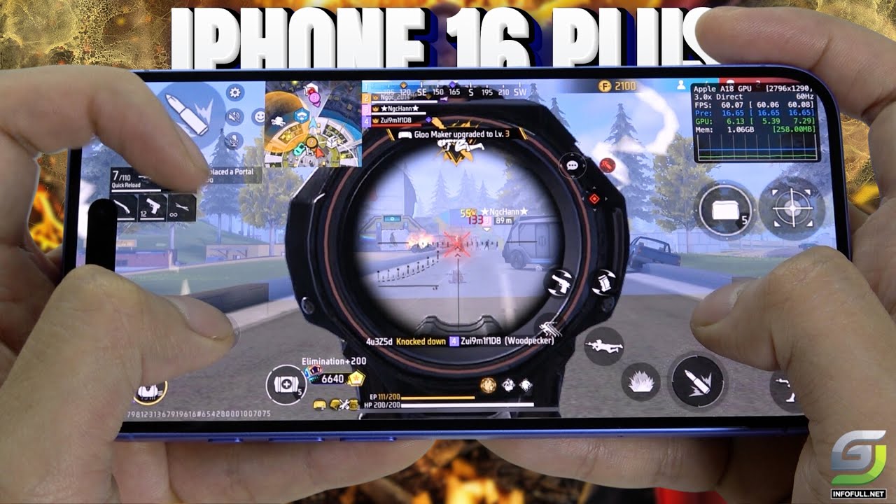 iPhone 16 Plus test game Free Fire Mobile | Apple A18 background