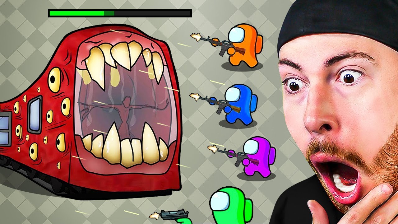 WEIRDEST Among Us VS TRAIN EASTER Animations! background