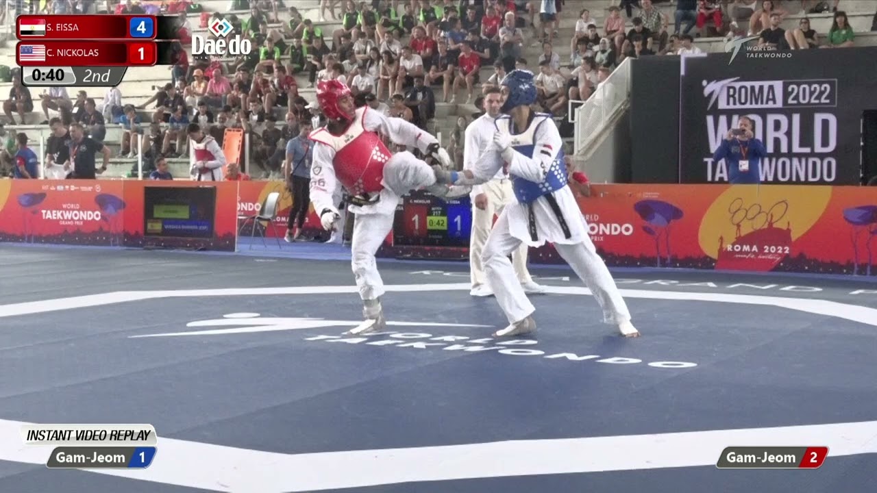217 M-80kg QF EISSA Seif EGY 🔵 vs 🔴 NICKOLAS Carl alan USA I Rome 2022 World Taekwondo GP background