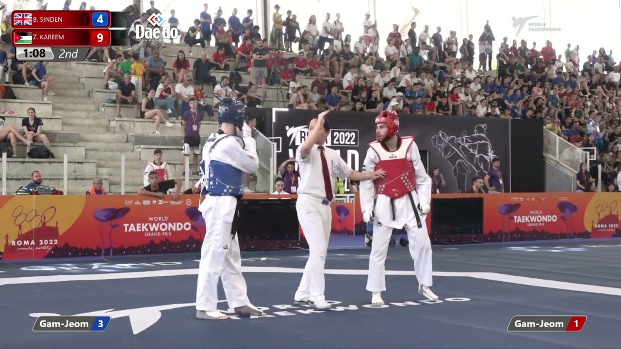 115 M-68kg R-16 SINDEN Bradly GBR 🔵 vs 🔴 KAREEM Zaid JOR I Rome 2022 World Taekwondo GP