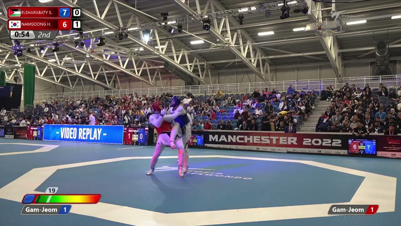 323 QF M-80kg đ” ELSHARABATY Saleh JOR vs đŽ NAMGOONG Hwan KOR I Manchester 2022 World Taekwondo GP backdrop