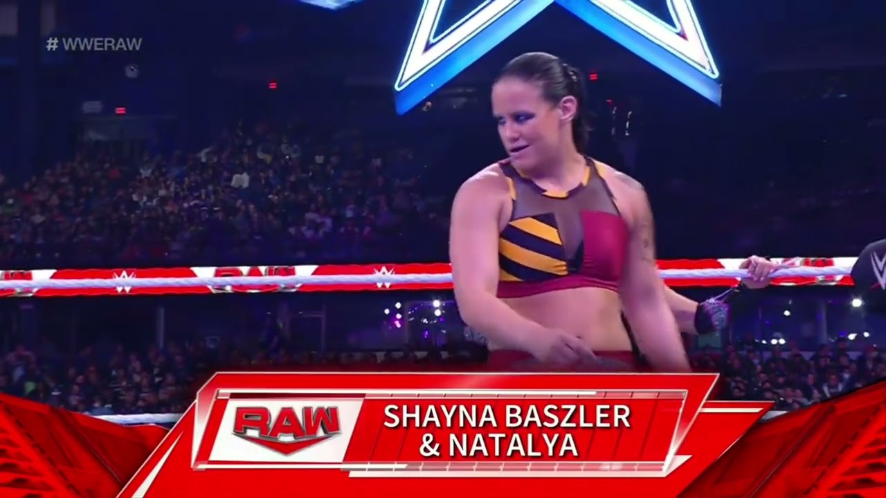 WWE RAW RHEA RIPLEY & LIV MORGAN VS SHAYNA BASZLER & NATALYA 03/21/22 backdrop