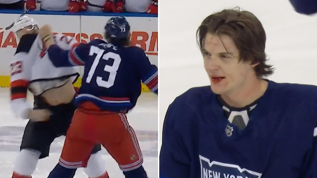 8 Players Ejected After Rangers vs. Devils Brawl 2 Seconds Into the Game | NHL on TNT background